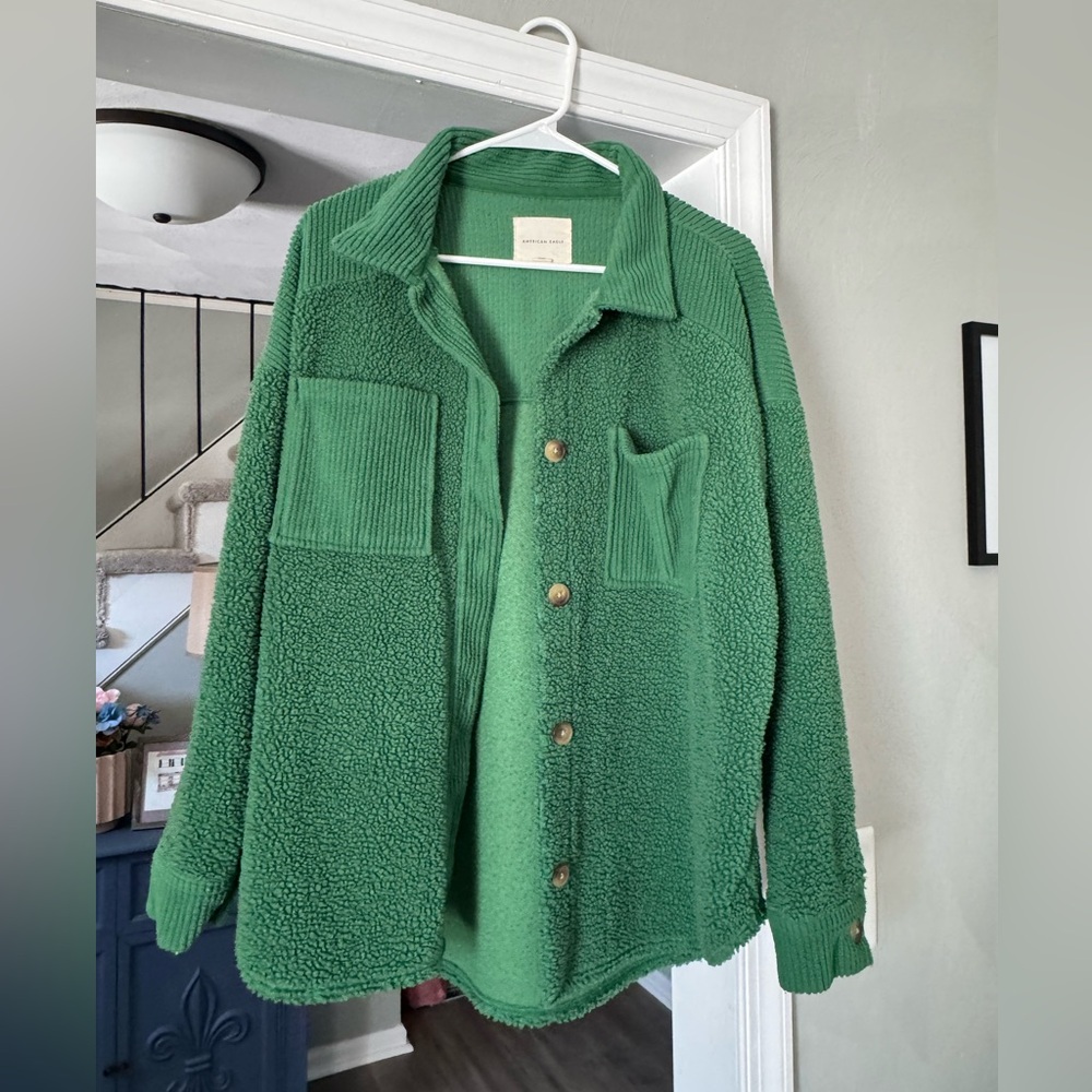 American Eagle Outfitters Green Textured Shacket
